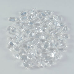 Riyogems 1 Stück weißer Kristallquarz, facettiert, 2 x 4 mm, Marquise-Form, niedliche, hochwertige lose Edelsteine
