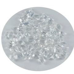 Riyogems 1 pieza de cuarzo de cristal blanco facetado de 0.157 x 0.315 in, forma de marquesa, calidad AA, piedra preciosa suelta