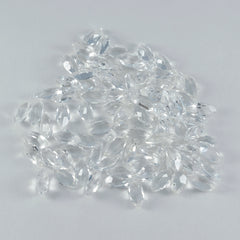 Riyogems 1 Stück weißer Kristallquarz, facettiert, 3 x 6 mm, Marquise-Form, ein hochwertiger loser Stein
