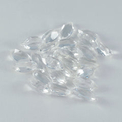 Riyogems, 1 pieza, cristal blanco de cuarzo facetado, 5x10mm, forma de marquesa, gema de calidad AAA