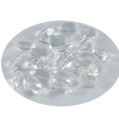 Riyogems 1 Stück weißer Kristallquarz, facettiert, 5 x 10 mm, Marquise-Form, Edelstein in AAA-Qualität