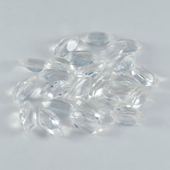Riyogems 1 pieza de cristal blanco de cuarzo facetado de 6x12 mm con forma de marquesa, gemas de calidad A+