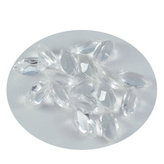 Riyogems 1 pieza de cuarzo de cristal blanco facetado de 8x16 mm con forma de marquesa, piedra preciosa de calidad A1
