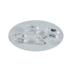Riyogems 1 Stück weißer Kristallquarz, facettiert, 8 x 16 mm, Marquise-Form, A1-Qualitätsedelstein