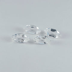 Riyogems 1 Stück weißer Kristallquarz, facettiert, 8 x 16 mm, Marquise-Form, A1-Qualitätsedelstein