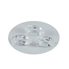 Riyogems 1 Stück weißer Kristallquarz, facettiert, 9 x 18 mm, Marquise-Form, gute Qualität, lose Edelsteine