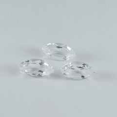 Riyogems 1 Stück weißer Kristallquarz, facettiert, 9 x 18 mm, Marquise-Form, gute Qualität, lose Edelsteine