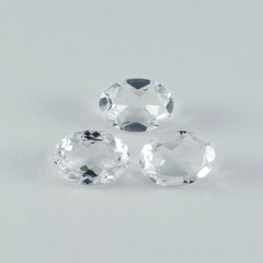 Riyogems 1PC White Crystal Quartz Faceted 10x14 mm Oval Shape astonishing Quality Loose Stone