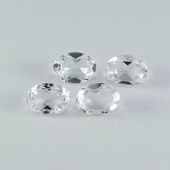 Riyogems 1 Stück weißer Kristallquarz, facettiert, 12 x 16 mm, ovale Form, schöner, hochwertiger, loser Edelstein