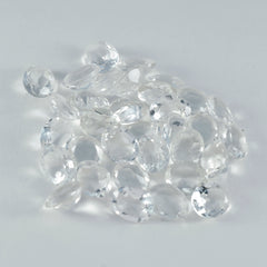 Riyogems 1 Stück weißer Kristallquarz, facettiert, 4 x 6 mm, ovale Form, attraktiver, hochwertiger, loser Edelstein