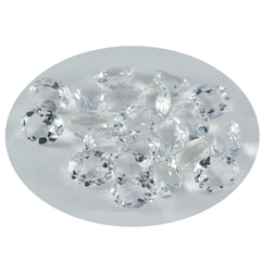 Riyogems 1PC White Crystal Quartz Faceted 5x7 mm Oval Shape pretty Quality Gem