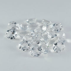 Riyogems 1 Stück weißer Kristallquarz, facettiert, 5 x 7 mm, ovale Form, hübscher Qualitäts-Edelstein