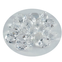 Riyogems 1 Stück weißer Kristallquarz, facettiert, 6 x 8 mm, ovale Form, hübsche Qualitätsedelsteine