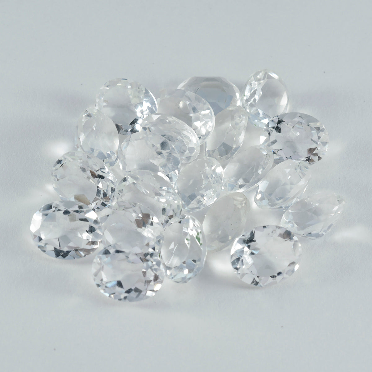 Riyogems 1PC White Crystal Quartz Faceted 6x8 mm Oval Shape handsome Quality Gems