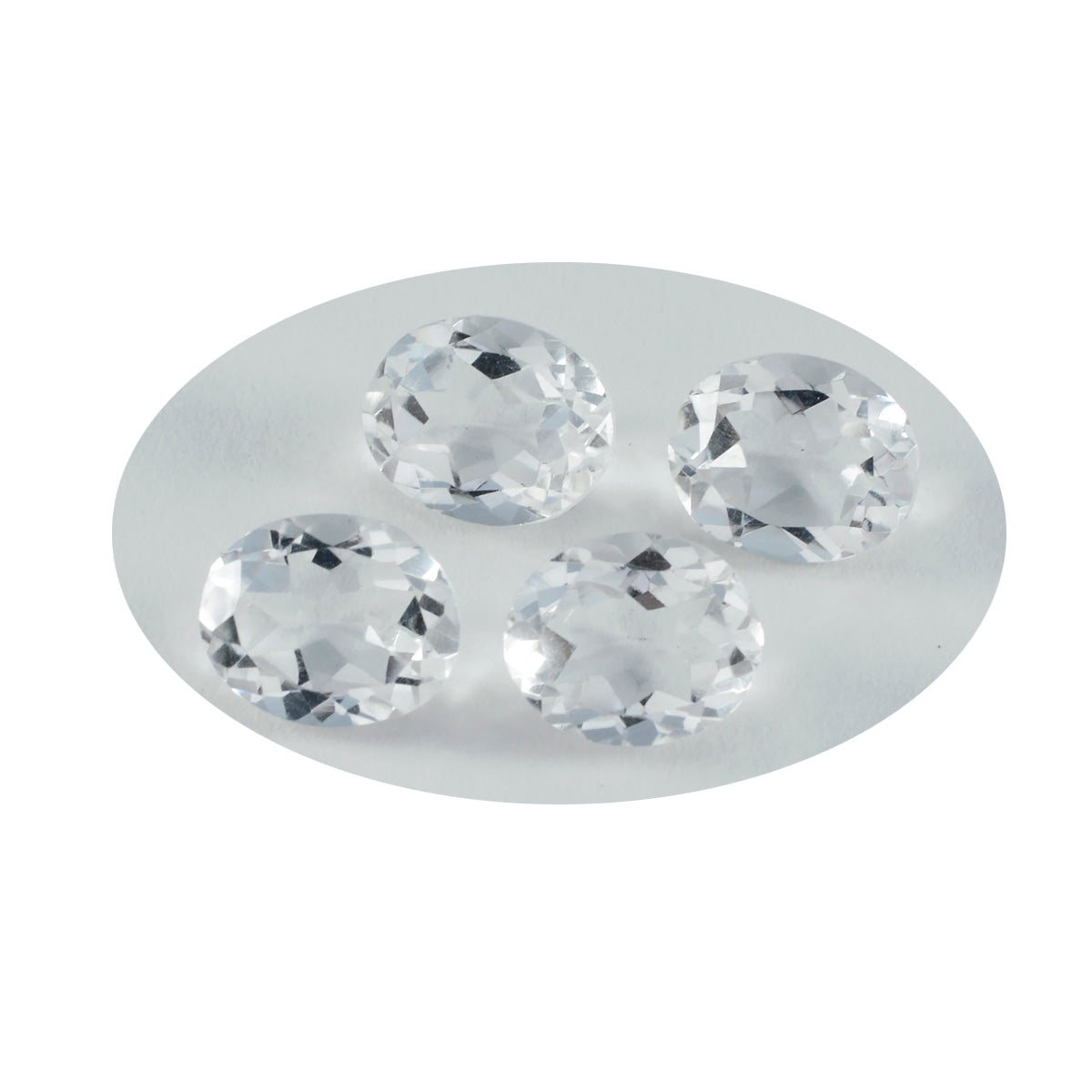 Riyogems 1 Stück weißer Kristallquarz, facettiert, 7 x 9 mm, ovale Form, gut aussehender Qualitätsstein