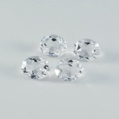 Riyogems 1 pièce de quartz cristal blanc à facettes 7x9mm forme ovale pierre de belle qualité