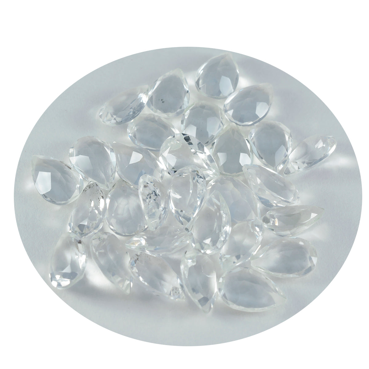 Riyogems 1pc quartz cristal blanc à facettes 6x9mm forme de poire pierre de qualité fantastique