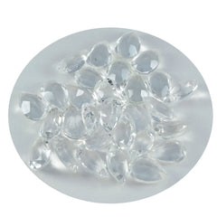 Riyogems 1 Stück weißer Kristallquarz, facettiert, 6 x 9 mm, Birnenform, fantastischer Qualitätsstein