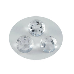 Riyogems 1 Stück weißer Kristallquarz, facettiert, 10 x 10 mm, runde Form, A+-Qualität, loser Stein