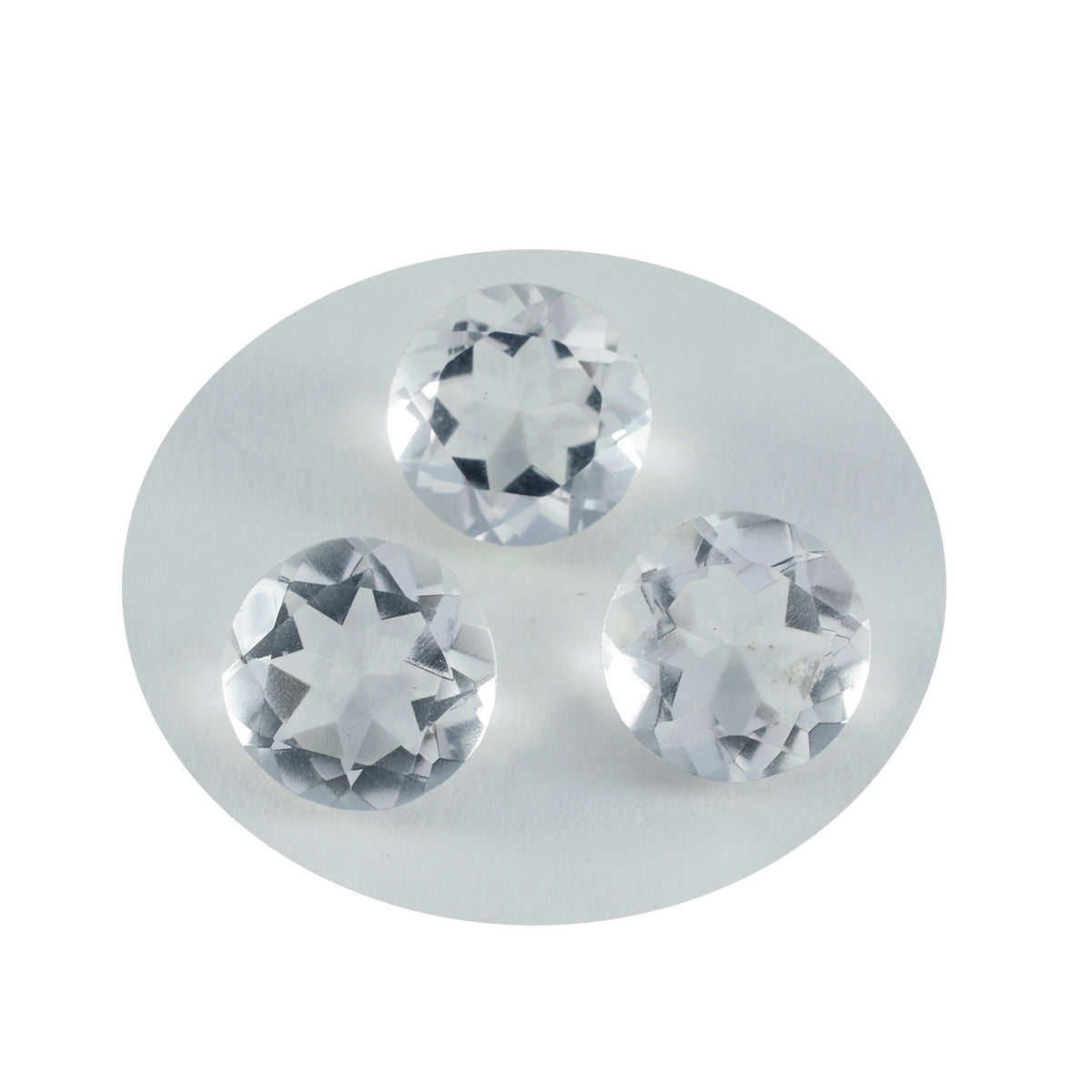 Riyogems 1 Stück weißer Kristallquarz, facettiert, 11 x 11 mm, runde Form, A+1-Qualität, loser Edelstein