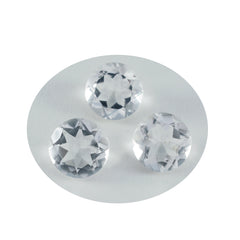 Riyogems 1PC White Crystal Quartz Faceted 11x11 mm Round Shape A+1 Quality Loose Gemstone
