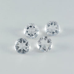 Riyogems 1 Stück weißer Kristallquarz, facettiert, 12 x 12 mm, runde Form, A1-Qualitäts-Edelstein