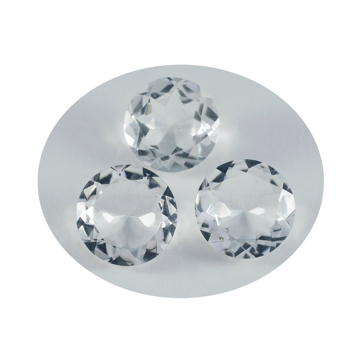 Riyogems 1 Stück weißer Kristallquarz, facettiert, 14 x 14 mm, runde Form, schöner Qualitätsstein