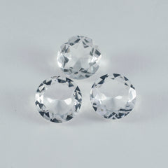 Riyogems 1PC White Crystal Quartz Faceted 14x14 mm Round Shape Nice Quality Stone