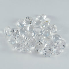 Riyogems 1 Stück weißer Kristallquarz, facettiert, 5 x 5 mm, runde Form, Edelsteine von erstaunlicher Qualität