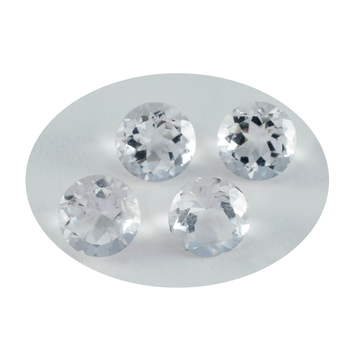 Riyogems 1 Stück weißer Kristallquarz, facettiert, 7 x 7 mm, runde Form, ein hochwertiger Edelstein