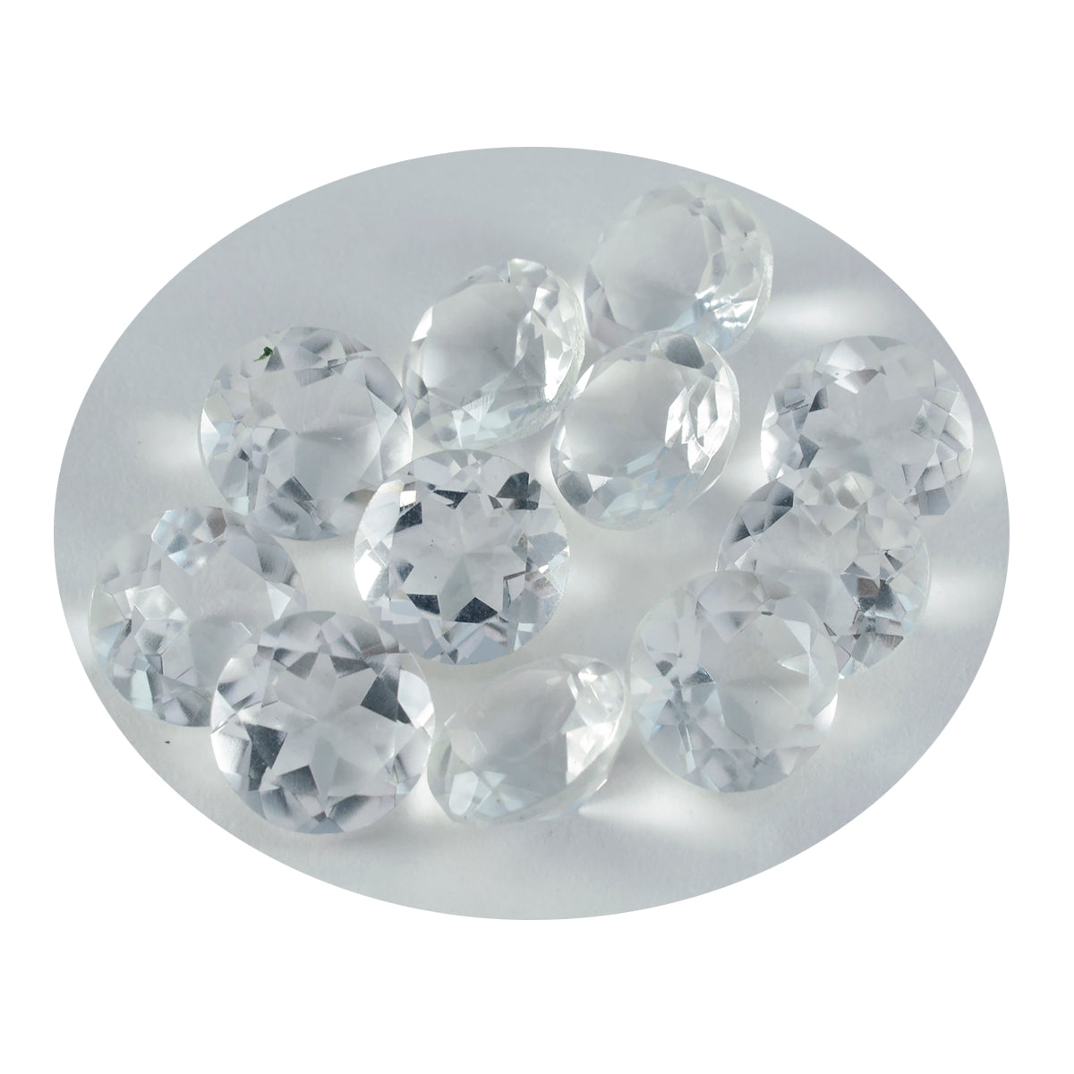 Riyogems, 1 pieza, cristal blanco de cuarzo facetado, 9x9mm, forma redonda, gemas sueltas de calidad AAA
