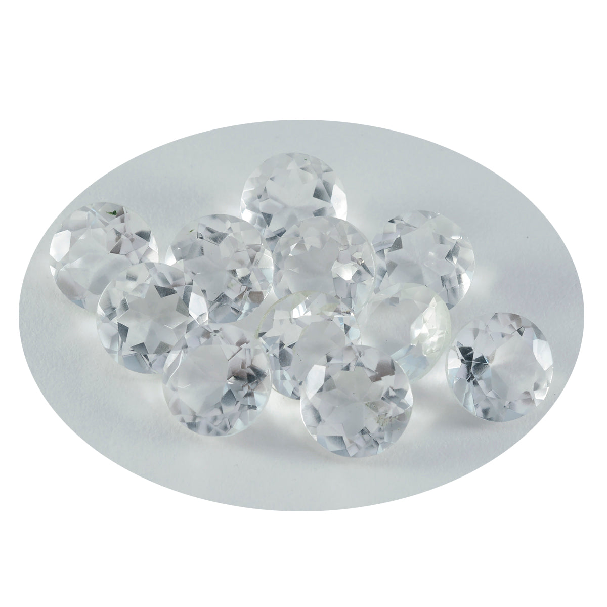 Riyogems 1 Stück weißer Kristallquarz, facettiert, 9 x 9 mm, runde Form, AAA-Qualität, lose Edelsteine