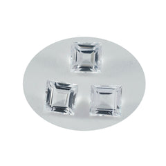 Riyogems 1PC wit kristalkwarts gefacetteerd 10x10 mm vierkante vorm mooie kwaliteitssteen
