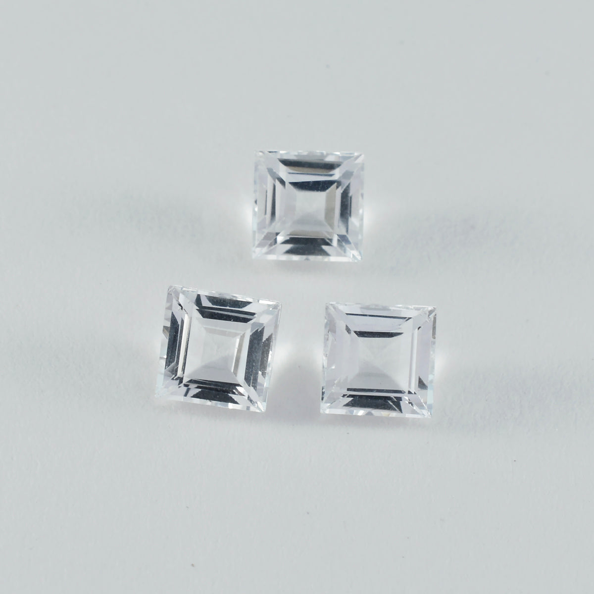 Riyogems 1 Stück weißer Kristallquarz, facettiert, 10 x 10 mm, quadratische Form, hübscher Qualitätsstein