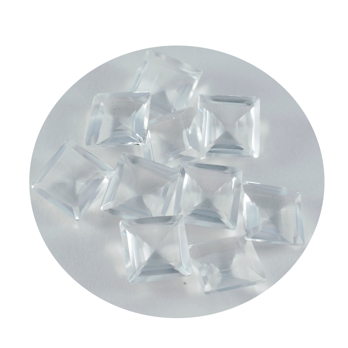 Riyogems 1PC White Crystal Quartz Faceted 12x12 mm Square Shape lovely Quality Loose Gem