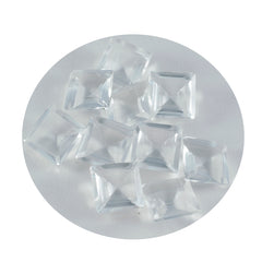 Riyogems 1 Stück weißer Kristallquarz, facettiert, 12 x 12 mm, quadratische Form, schöner, hochwertiger, loser Edelstein