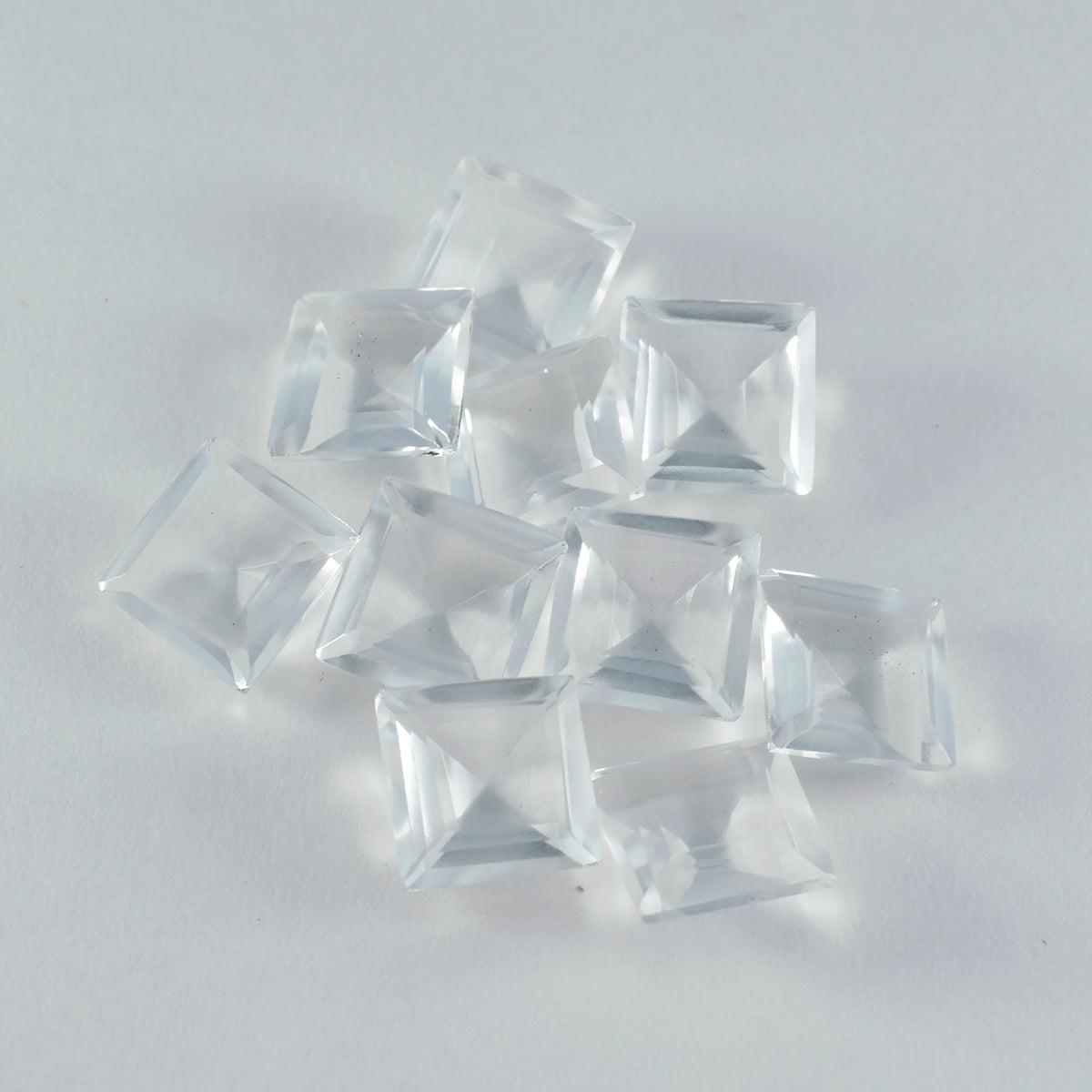 riyogems 1 st vit kristall kvarts facetterad 12x12 mm fyrkantig form härlig kvalitet lös pärla