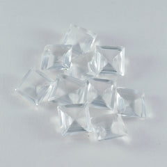 Riyogems 1PC White Crystal Quartz Faceted 12x12 mm Square Shape lovely Quality Loose Gem