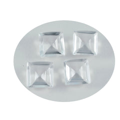 Riyogems 1pc quartz cristal blanc à facettes 13x13mm forme carrée belles pierres précieuses en vrac de qualité