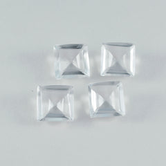 Riyogems 1PC White Crystal Quartz Faceted 13x13 mm Square Shape handsome Quality Loose Gems