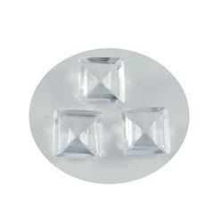 Riyogems 1PC White Crystal Quartz Faceted 14x14 mm Square Shape great Quality Loose Stone