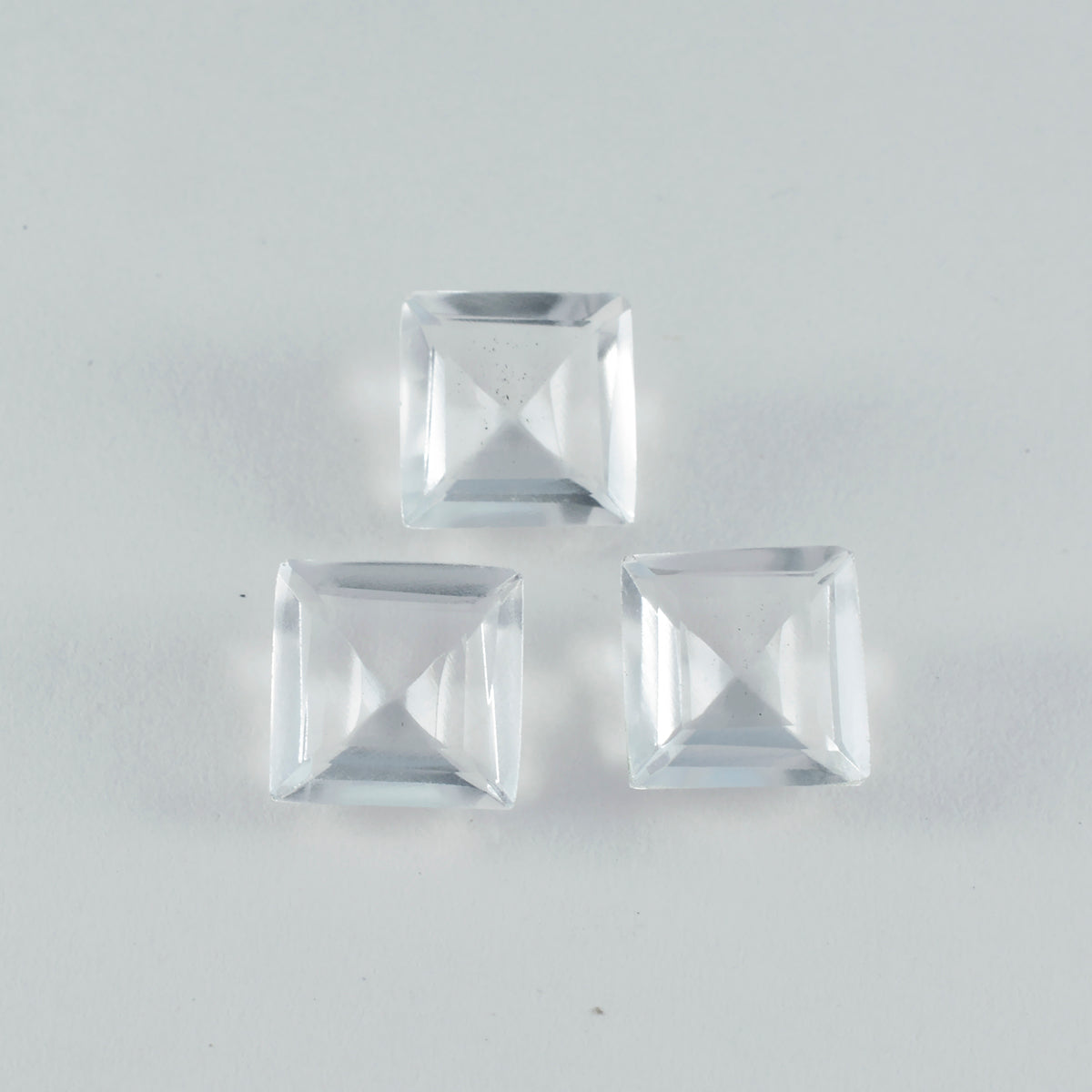 Riyogems 1 Stück weißer Kristallquarz, facettiert, 14 x 14 mm, quadratische Form, tolle Qualität, loser Stein