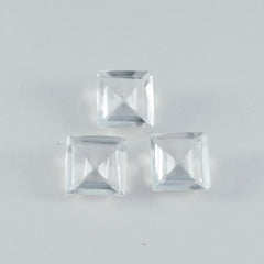 Riyogems 1PC White Crystal Quartz Faceted 14x14 mm Square Shape great Quality Loose Stone
