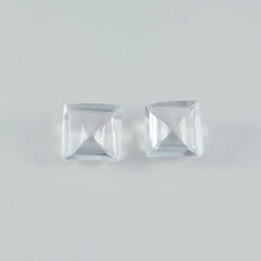 Riyogems 1PC White Crystal Quartz Faceted 15x15 mm Square Shape fantastic Quality Loose Gemstone
