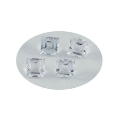 Riyogems – quartz cristal blanc à facettes 4x4mm, forme carrée, qualité attrayante, gemme en vrac, 1 pièce
