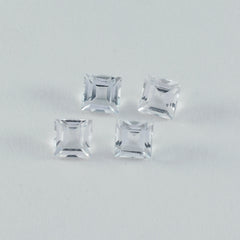 Riyogems 1PC White Crystal Quartz Faceted 4x4 mm Square Shape attractive Quality Loose Gem