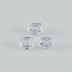Riyogems 1 Stück weißer Kristallquarz, facettiert, 5 x 5 mm, quadratische Form, hübsche, hochwertige lose Edelsteine