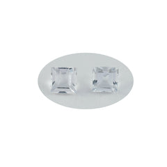 Riyogems 1 pieza de cuarzo de cristal blanco facetado de 7x7 mm, forma cuadrada, piedra preciosa suelta de buena calidad
