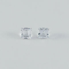 Riyogems 1 pieza de cuarzo de cristal blanco facetado de 7x7 mm, forma cuadrada, piedra preciosa suelta de buena calidad
