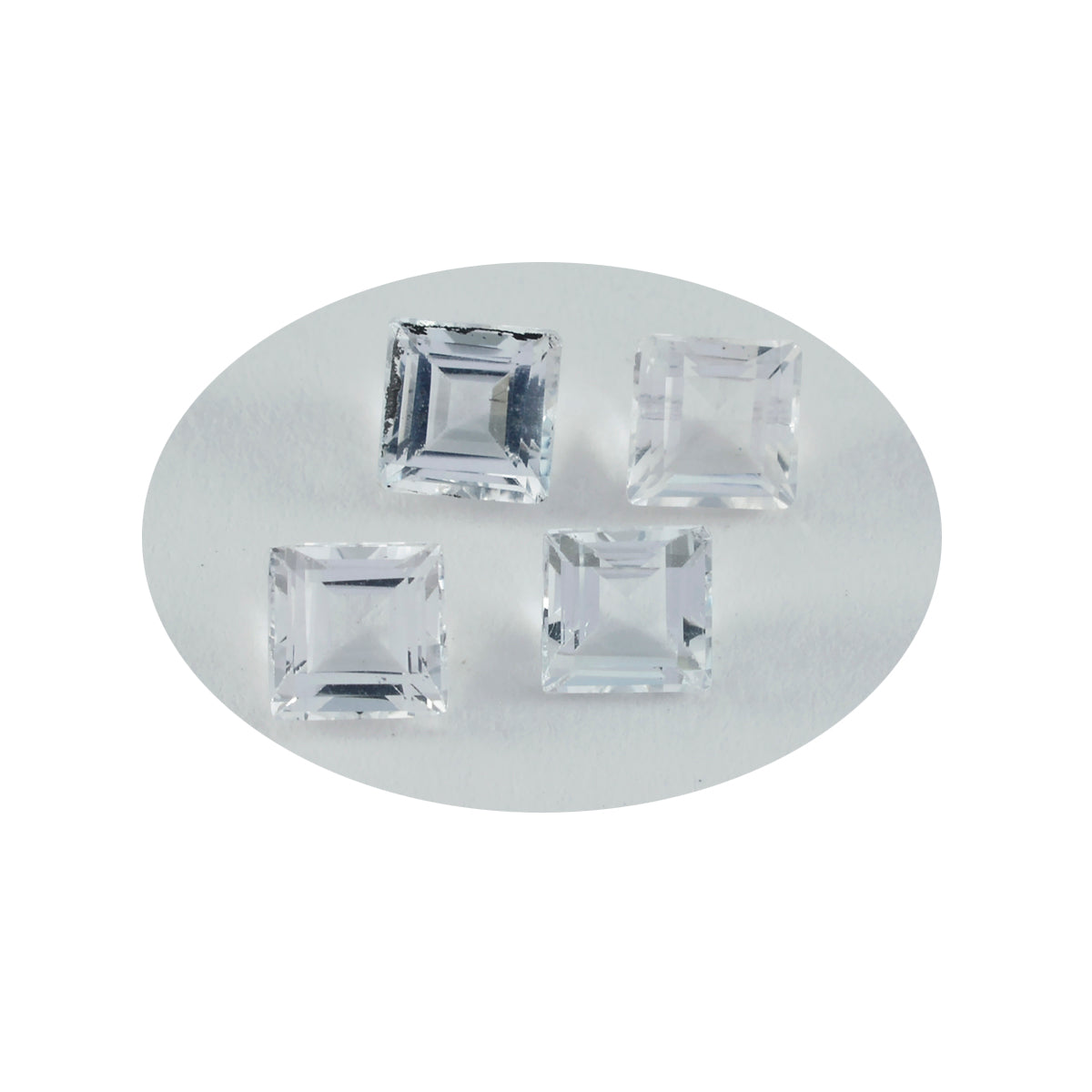 Riyogems 1 Stück weißer Kristallquarz, facettiert, 7 x 7 mm, quadratische Form, gut aussehender, hochwertiger, loser Edelstein